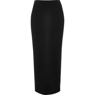 Black jersey maxi skirt